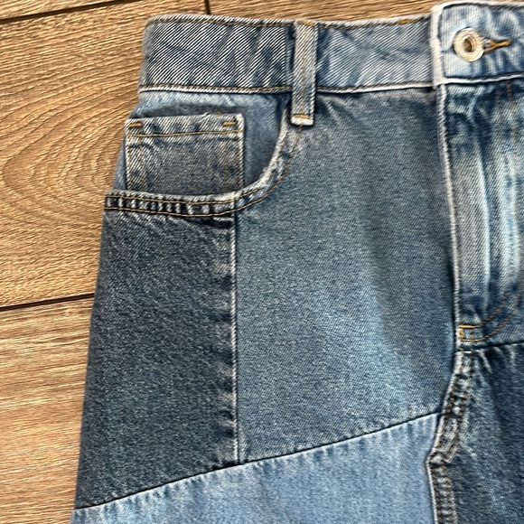 Zara Patchwork Denim Mini Skirt - Blue - Picture 6 of 6
